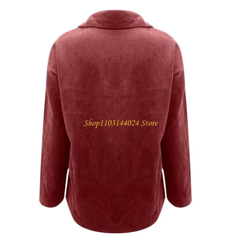 N5KE Women's Corduroy Shirt, Long Sleeve, Button-Down, Casual, Loose-Fitting, Stylish Top/Coat 