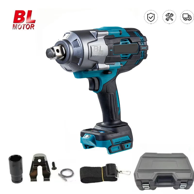 

1/2 Inch Brushless Electric Wrench Cordless High Torque Impact Wrench Handheld Power Tool [Can Use Makita Batteries]