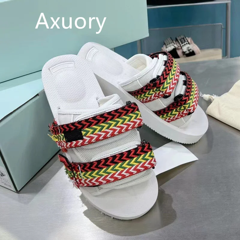 Women's sandals Flat Bottom Anti Slip Lace Mixed Color Platform Fashion Style Woven Shoe Laces High Quality Leather Insole