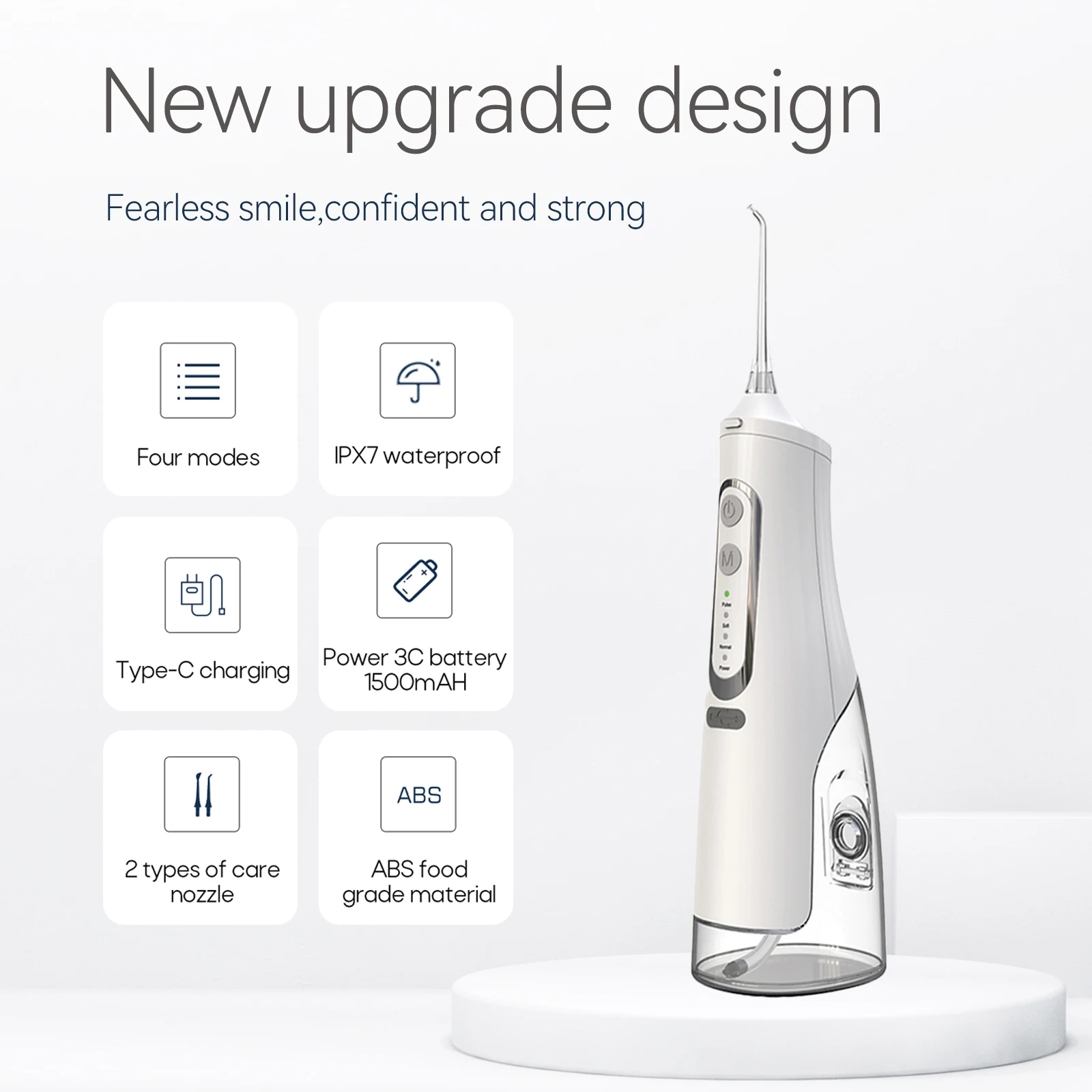 Oral Irrigator USB Rechargeable Water Flosser Portable Dental Water Jet 310ML Water Tank IPX7 Waterproof Teeth Cleaner Travel