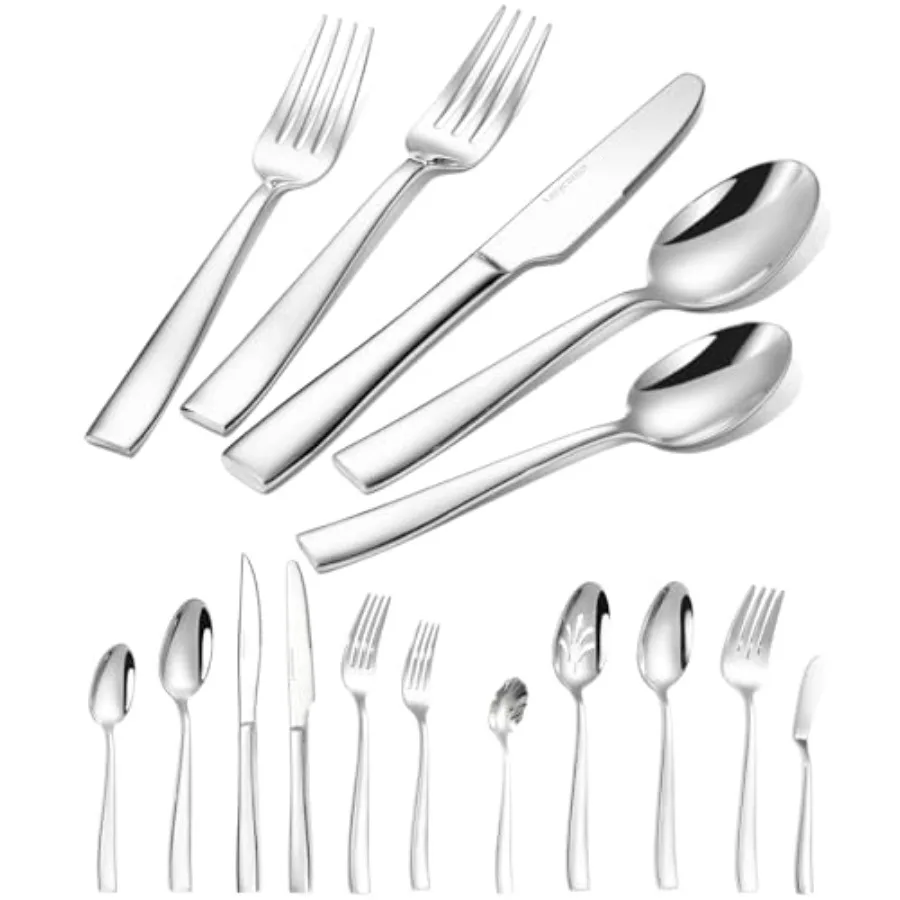 

Набор столовых приборов из 53 предметов с ножами для стейка и сервировочными приборами, из нержавеющей стали 18/10, с зеркальной полировкой