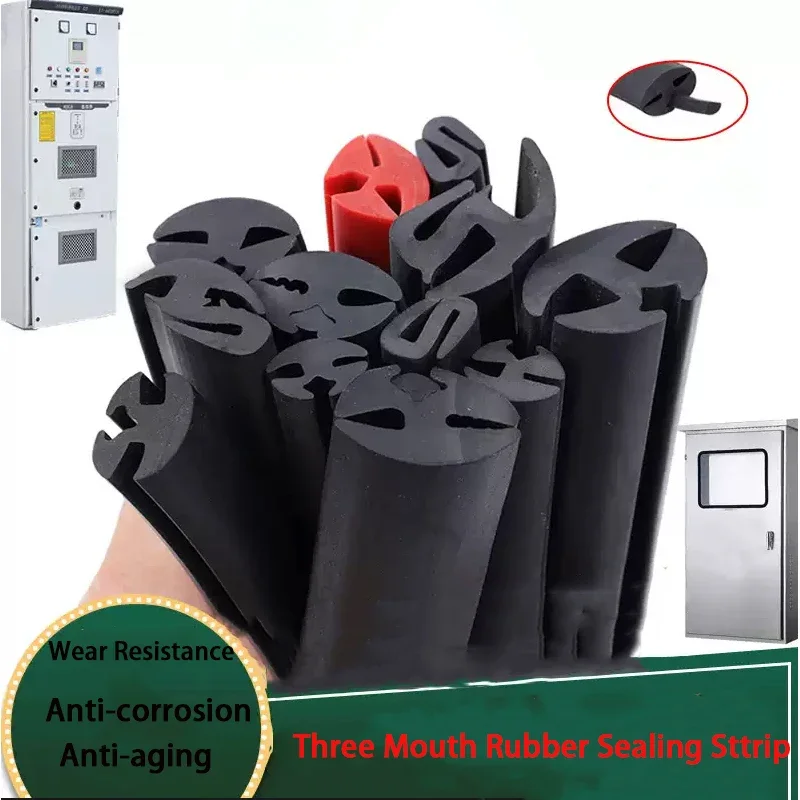 1Meter Black Rubber Three port window Strip Edge Trim For Glass Metal Wood Panel Board Sheet Cabinet Edge Shield Encloser