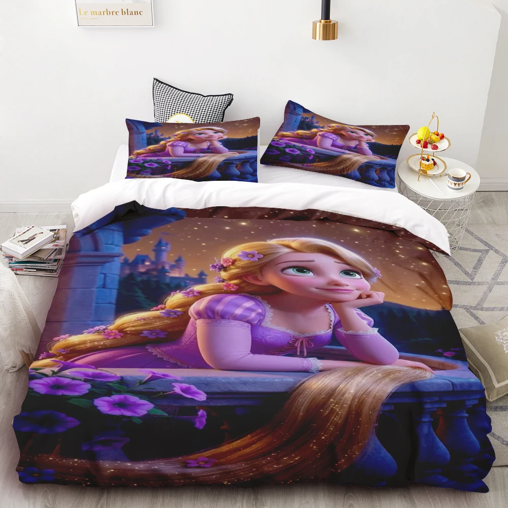 

Комплект постельного белья с принтом из серии Disney Snow Princess, пододеяльник, одеяло, постельное белье с мультяшными персонажами, размер King/Queen