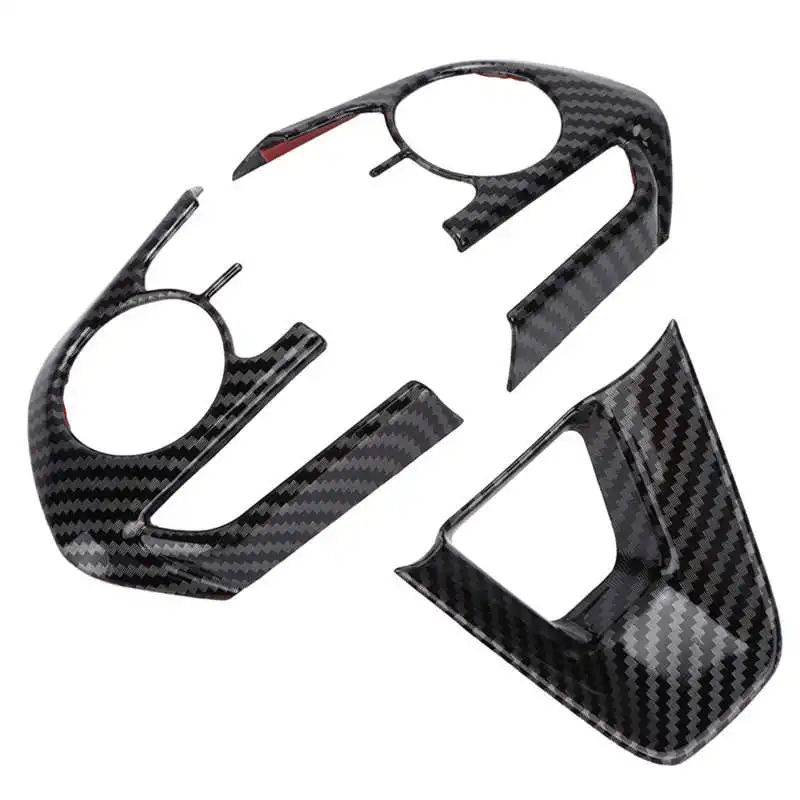 

3pcs Car Steering Wheel Frame Cover Trim Interior Decaration Sticker Carbon Fiber Style Replacement for Toyot RAV4 2019-21