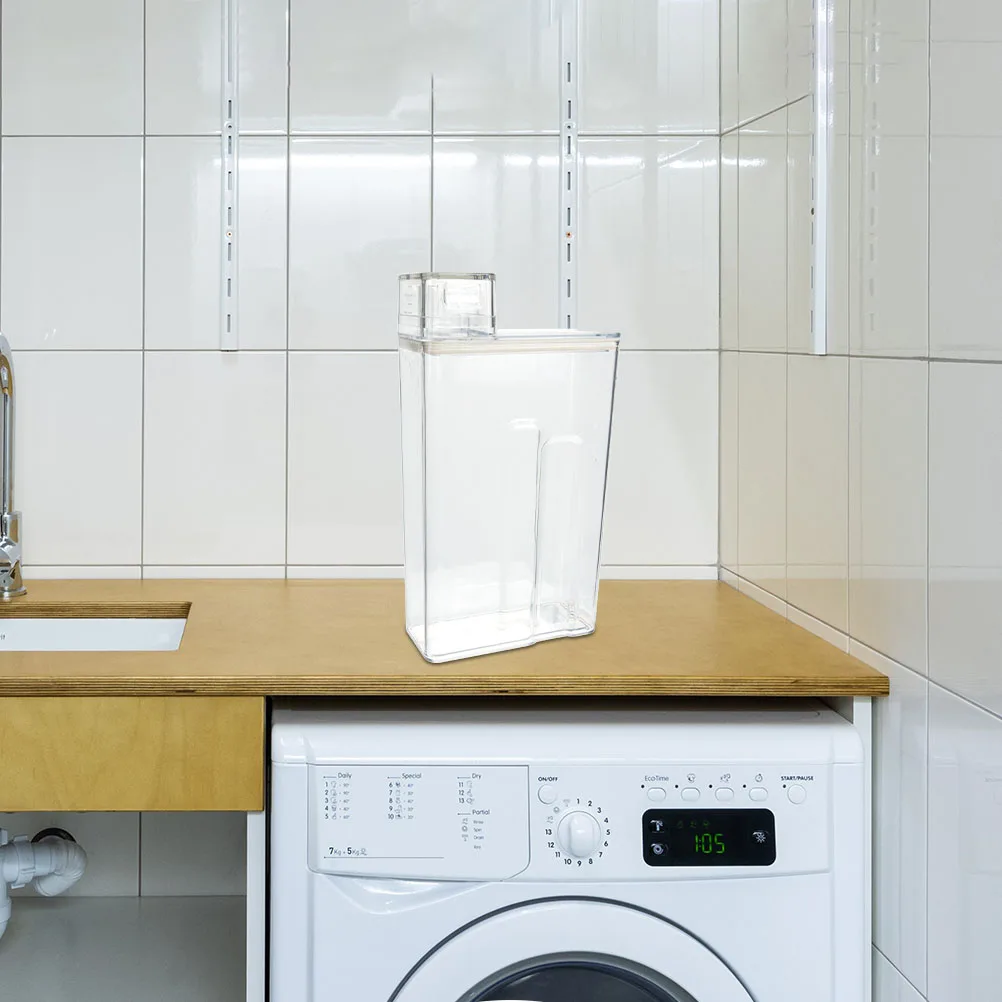 Caja de almacenamiento de detergente para ropa, contenedores rellenables, soporte, cubo, botella de jabón, polvo de lavado, habitación transparente grande, 2 uds.