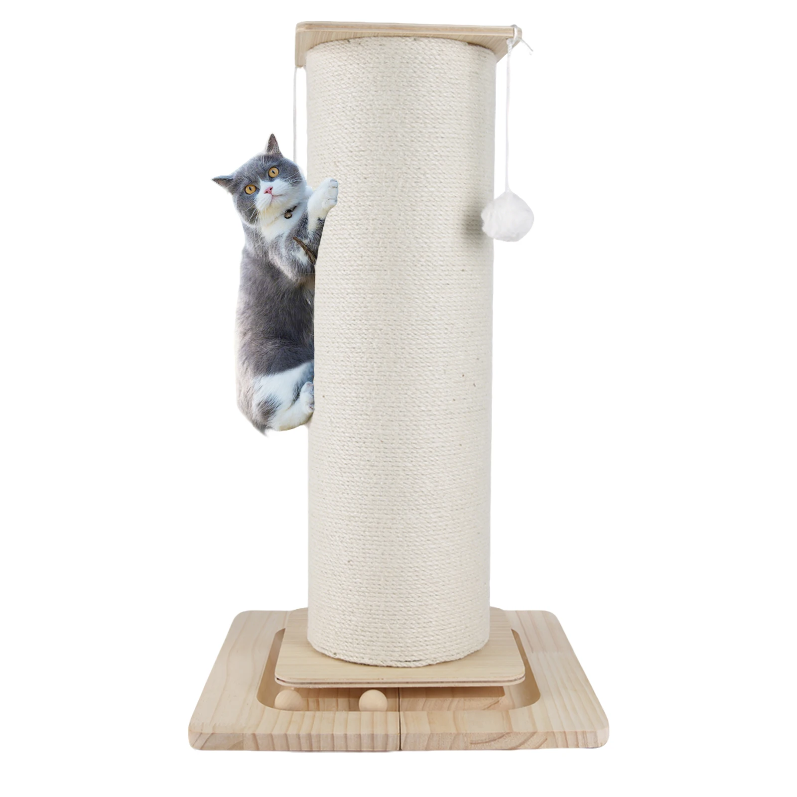 Massivholz-Kratzbaum für Katzen, extra groß, verschleißfest, integrierter Kletterrahmen, geräuscharm und rutschfest, Haustierprodukte – Detail 3