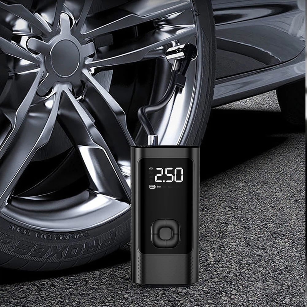 

Car Tire Inflator Portable Air Compressor Rechargeable 4500mAh Batteries LCD Display Electric Tire Pump With LCD Display