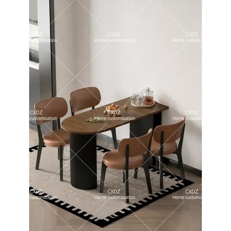 Small Folding Dining Table Retractable Oval Semicircular Antique Style Table and Chair Set Space Saving 2026 New Model