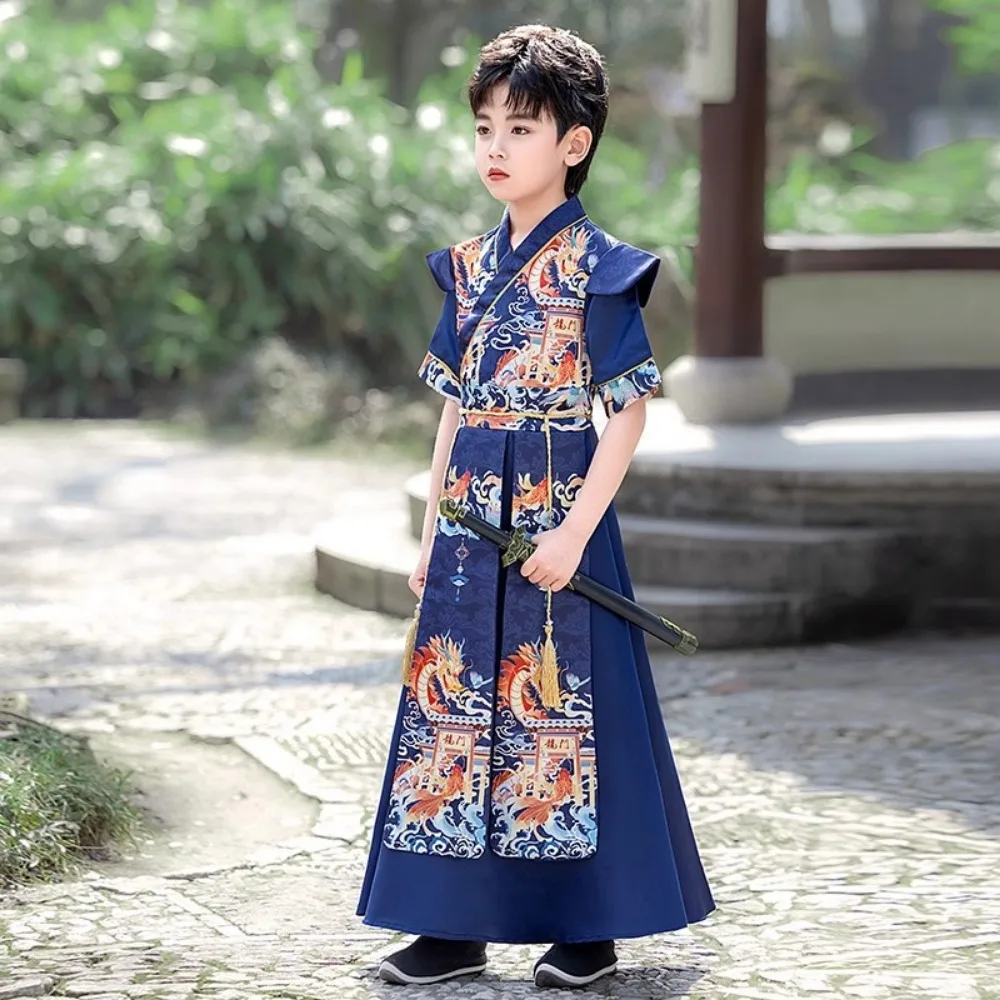 

Traditional Chinese Clothing Girl Boy Hanfu Children Dress Cosplay Costumes Kids Clothes Kung Fu Two Piece Set Stage Baby