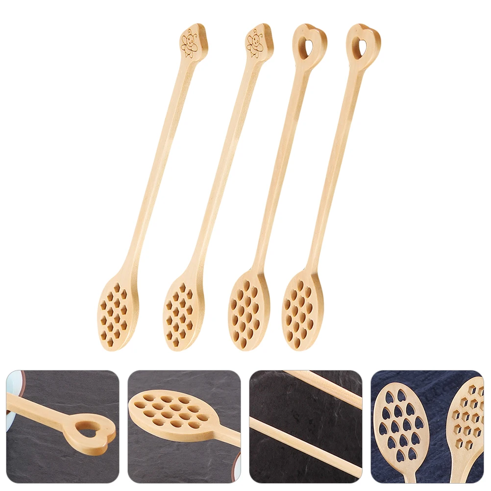 

4pcs Coffee Stirring Spoon Honey Dippers Stirrer Mixing Spoons Teaspoon Practical Tool Viscous Liquid Safe Use Well Polished