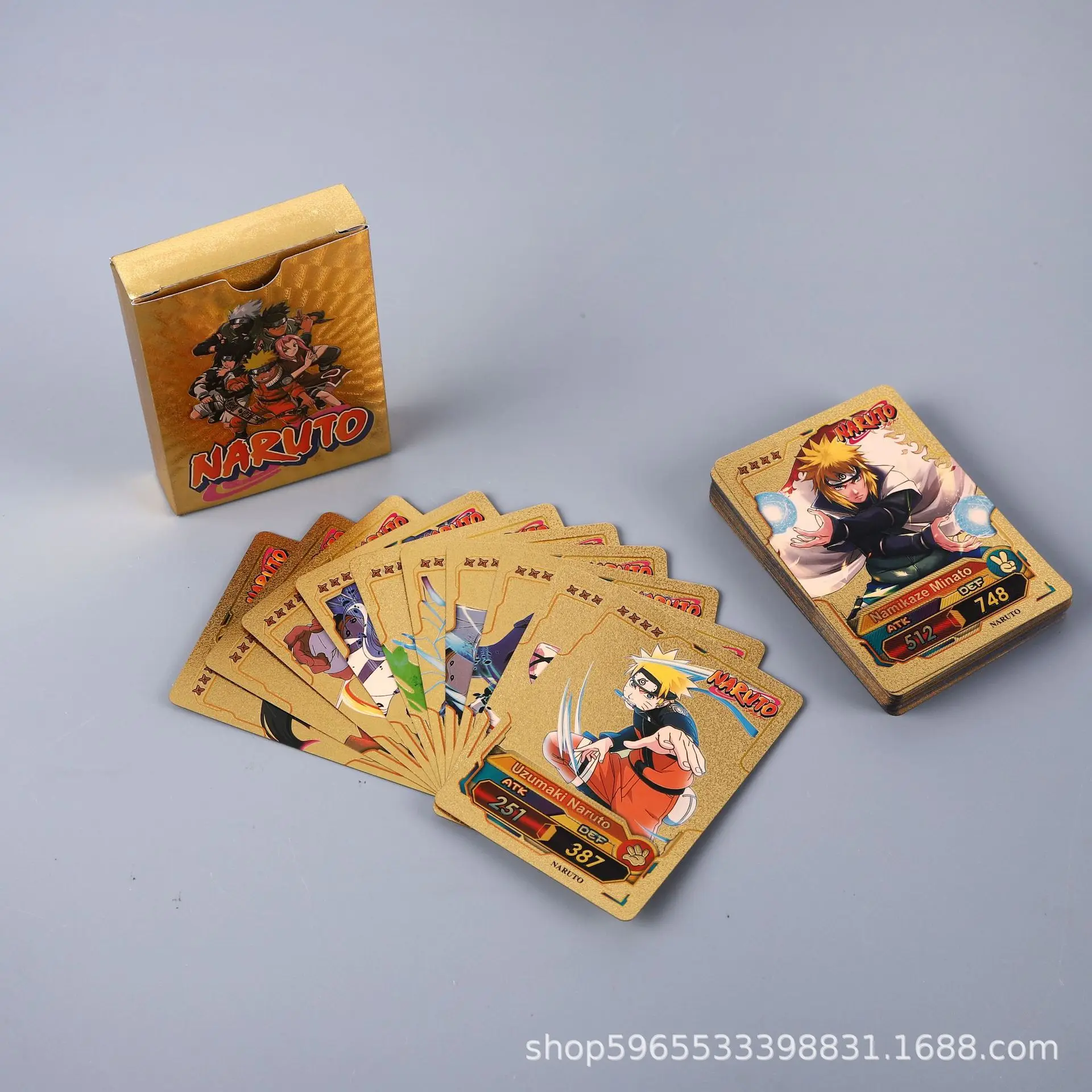 55pcs Naruto Card Gold English Series Kakashi Uchiha Sasuke Rare Collection Combat Children Fan Gift Desktop Game Toy view 3