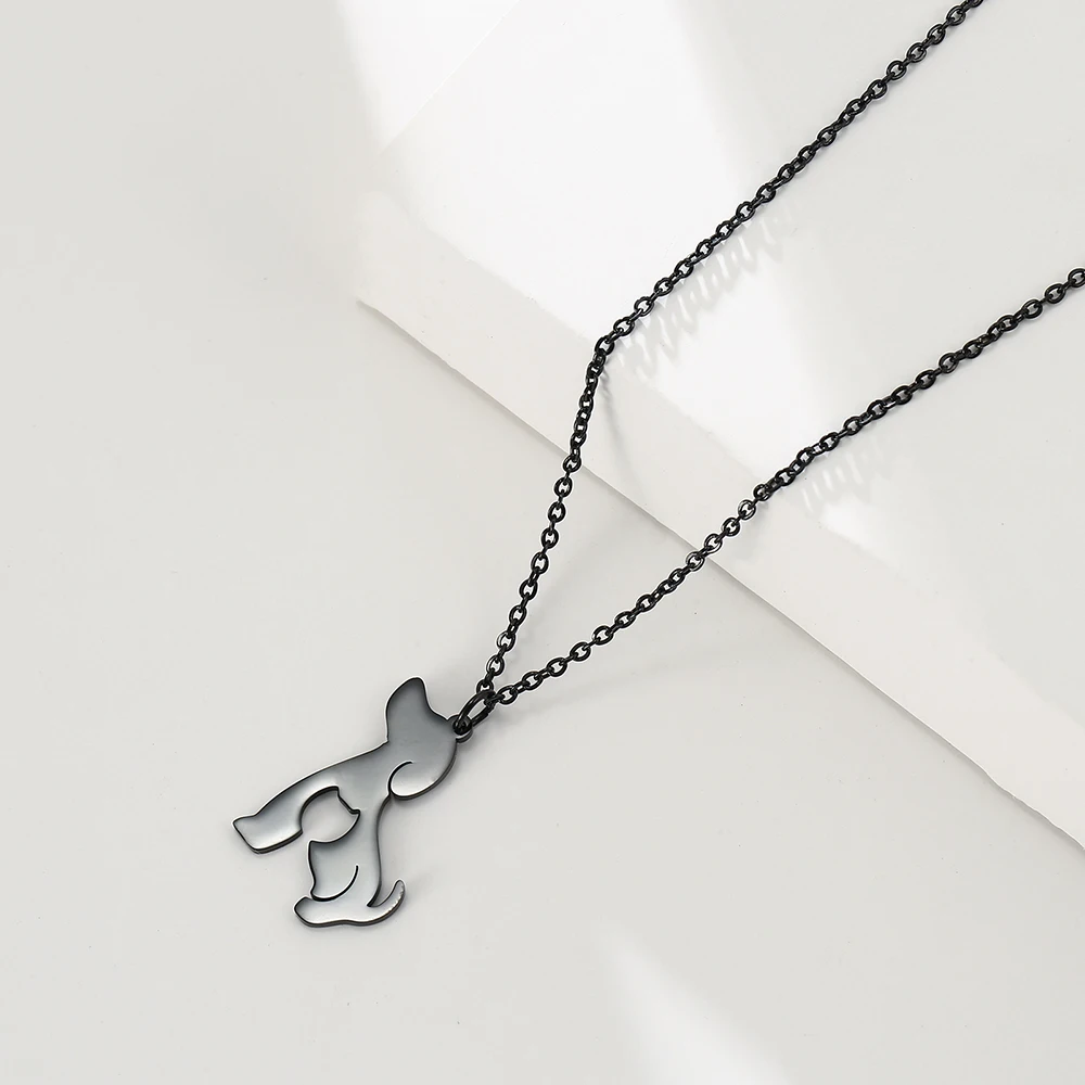 Unift Cat Dog Necklace Choker Stainless Steel Pendant Chain Necklaces for Women Fashion Animal Jewelry Friendship Pet Lover Gift