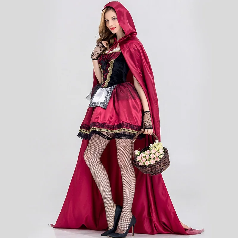Adult Cosplay Red Riding Hood loween Costume Par Performance Princ Outfit Traditional Chinese Ethnic Stage Costume Women