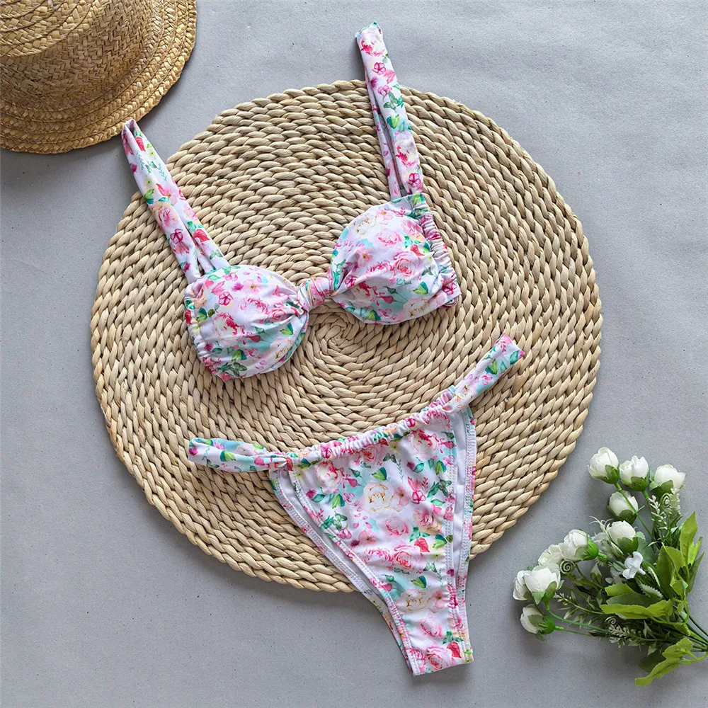 Pomarańczowe mikro bikini Extreme Mujer Front Kontted stroje kąpielowe Mini stringi seksowny strój kąpielowy damski strój kąpielowy Bandeau Bikini