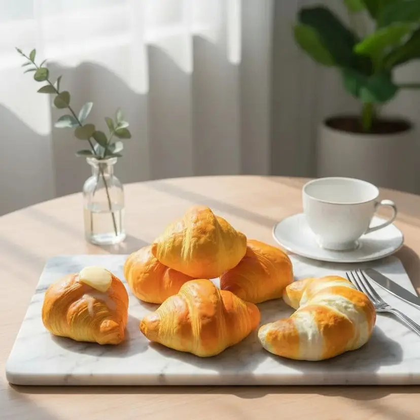 

Realistic Fake Croissants Lifelike Bread Home Decor Party Prop Durable Plastic Artificial Bakery Display Gift