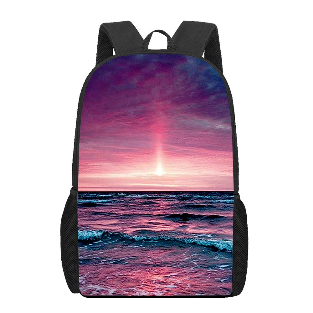 Sea Wave Ocean Landscape Printed Student Book Bag Teenager Girls Boys Daily Backpack Creative Shoulder Rucksack Casual Backpack