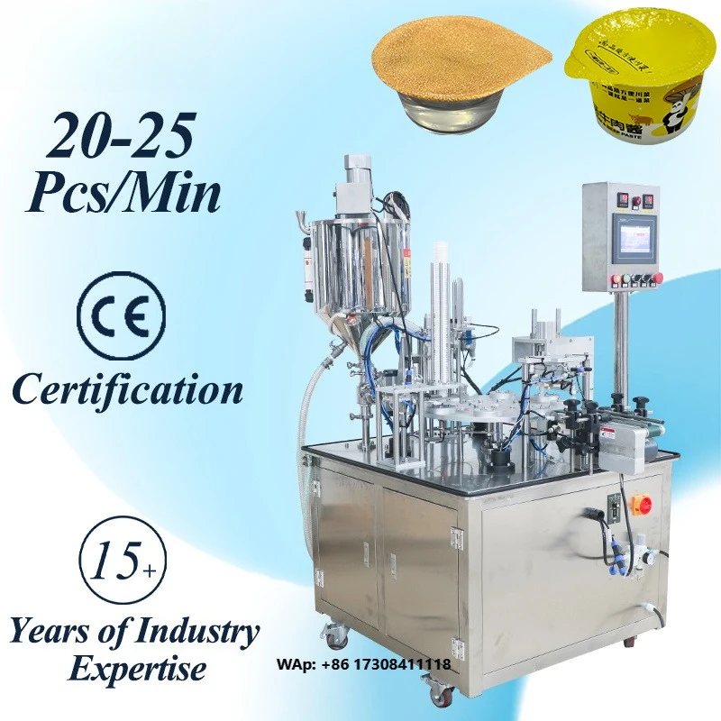 Automatic Rotary Cup Filling and Sealing Machine Juice Honey Yogurt Jelly Sauce Filling Sealing Machine