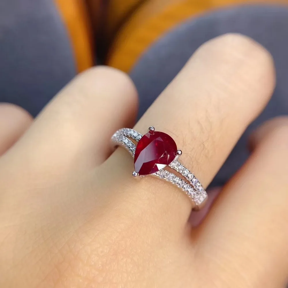 

Natural Ruby Gemstone Fashion Heart Ring for Women Real 925 Sterling Silver Fine Wedding Luxury Jewelry