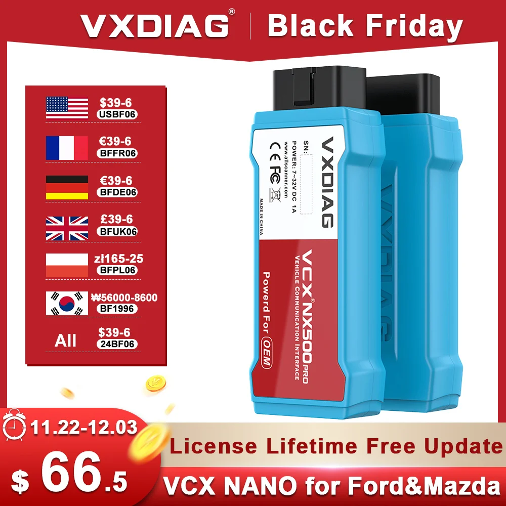 VXDIAG VCX NANO NX500 for Ford for Mazda IDS VCM Car OBD2 Diagnostic Tool Active Test ECU Coding J2534 Smart Key Programming