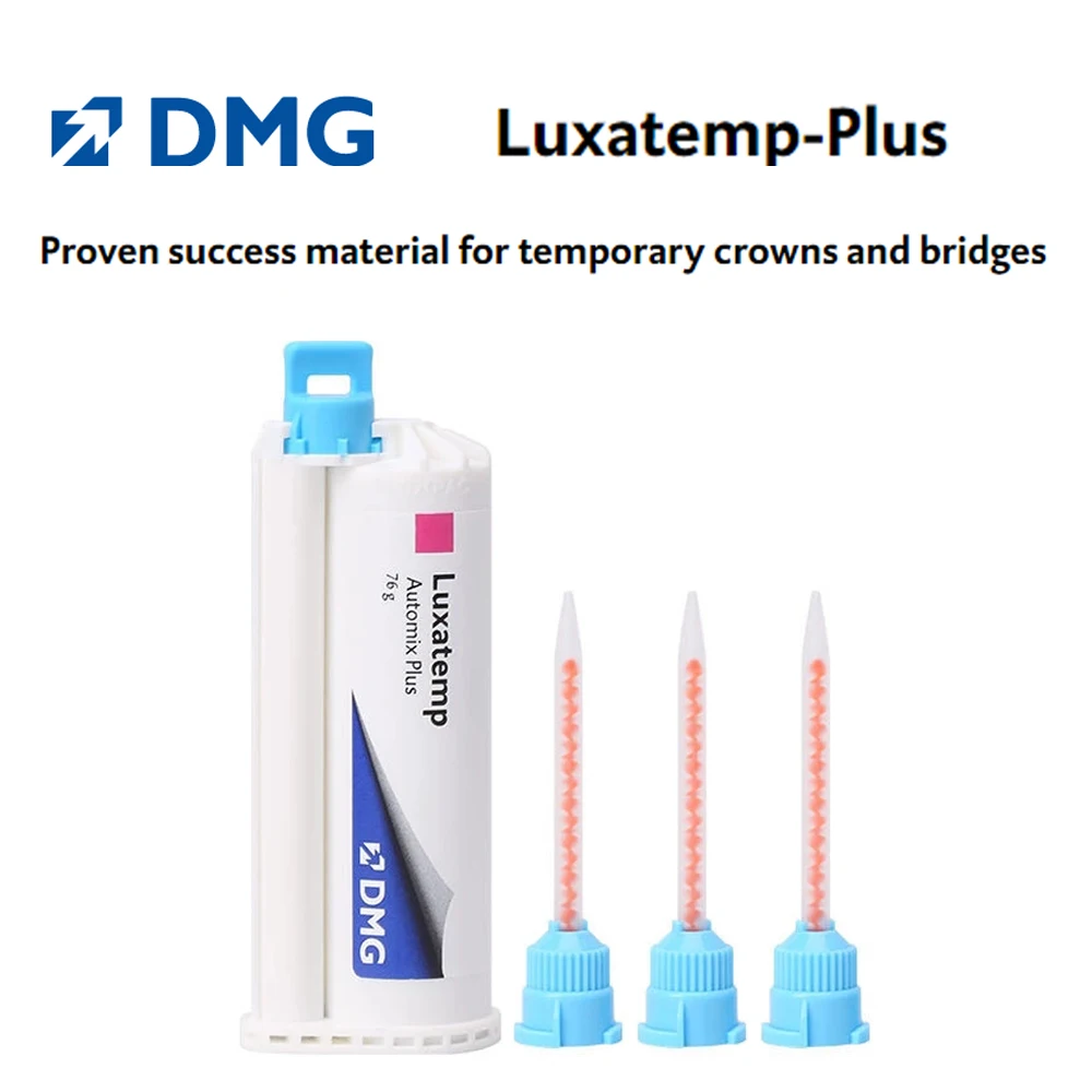 DMG Luxatemp Automix Plus Dental Temporary Crown Bridge Material A2 Shade Mixing Tips Impression Dispensing Mixing Gun 10:1