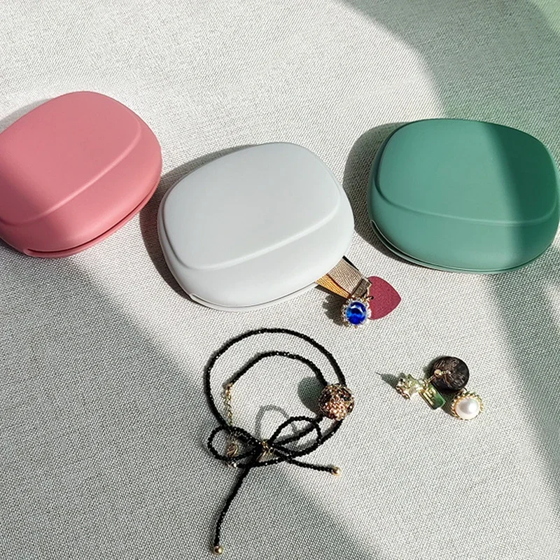 2 PCs Silicone Earphone Data Cable Storage Box Mini Key Box Lipstick Mini Storage Bag Green Light Gray Red image 3