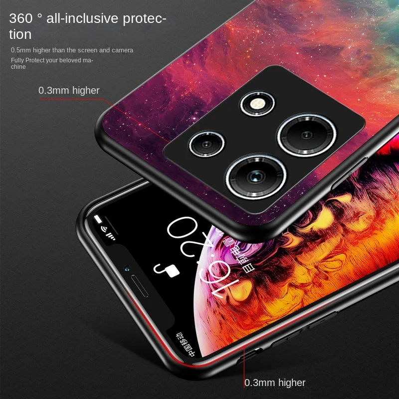 Infinix Note 30 4G X6833B X6716B Case Starry Tempered Glass Hard Back Cover Phone Case Silicone Bumper for Infinix Note 30 4G