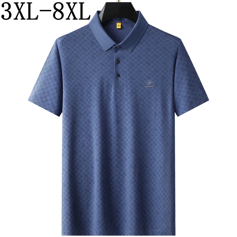 

8XL 7XL 6XL 2025 New Summer High End Luxury Breathable Polo Shirt Men Fashion Plaid Mens Shirts Casual Loose camisa masculina