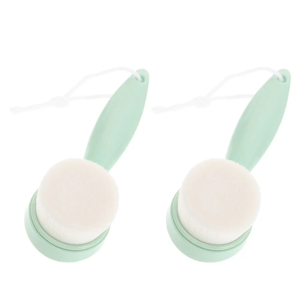 2 uds depurador Facial de cerdas suaves cepillo de limpieza Facial Manual mango largo cepillo de lavado de cara para mujeres eliminación de maquillaje cuidado de la piel
