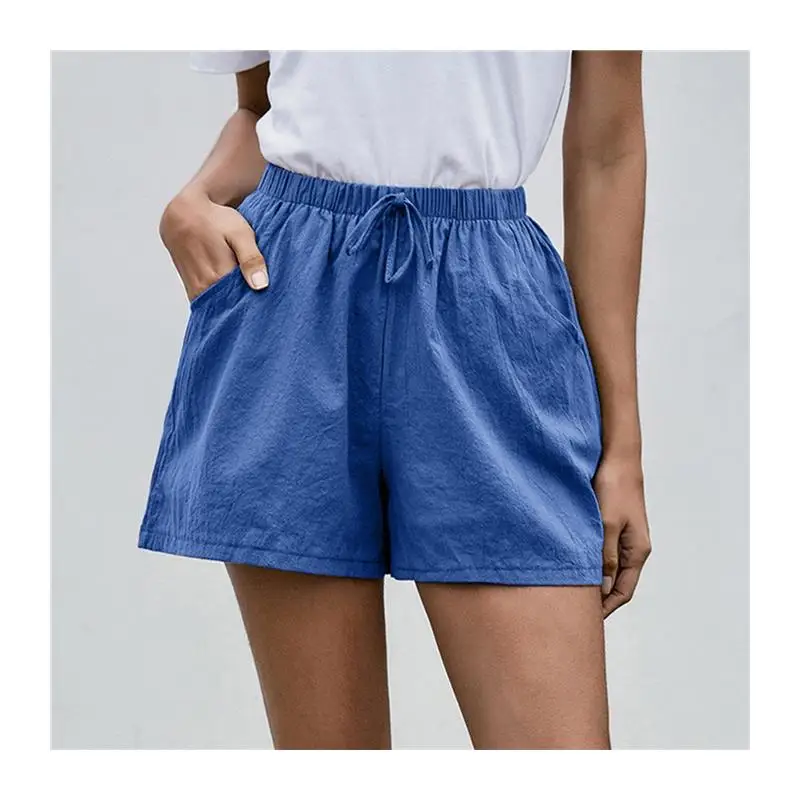 여름 여성용 루즈핏 A라인 린넨 반바지 캐주얼 와이드 레그 팬츠 편안하고 통기성 좋은 패셔너블 여성 바지