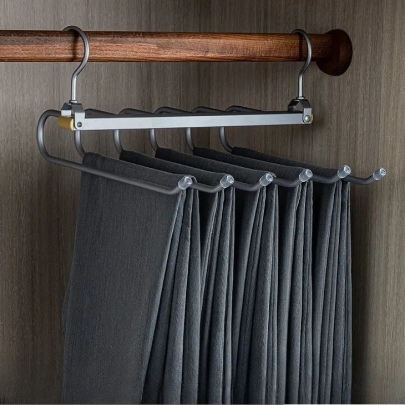 

Aluminum alloy pants rack Multi-layer pants hanger Traceless magic pants rack Folding multifunctional bedroom wardrobe storage