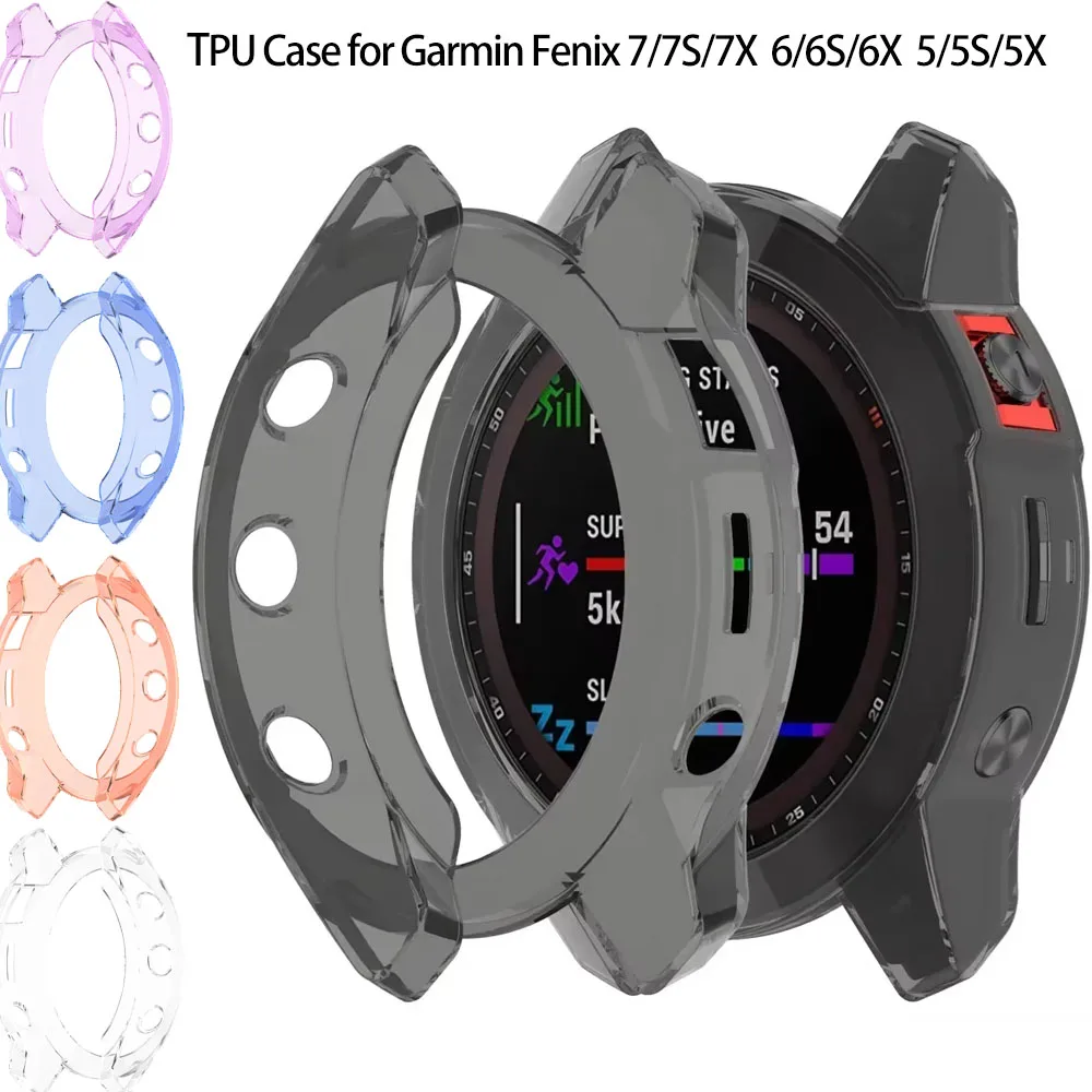 Soft TPU Protector Case for Garmin Fenix 7 7S 7X Pro 6 6S 6X Pro 5 5S 5X Plus Transparent Protective Case for Garmin watch Slim