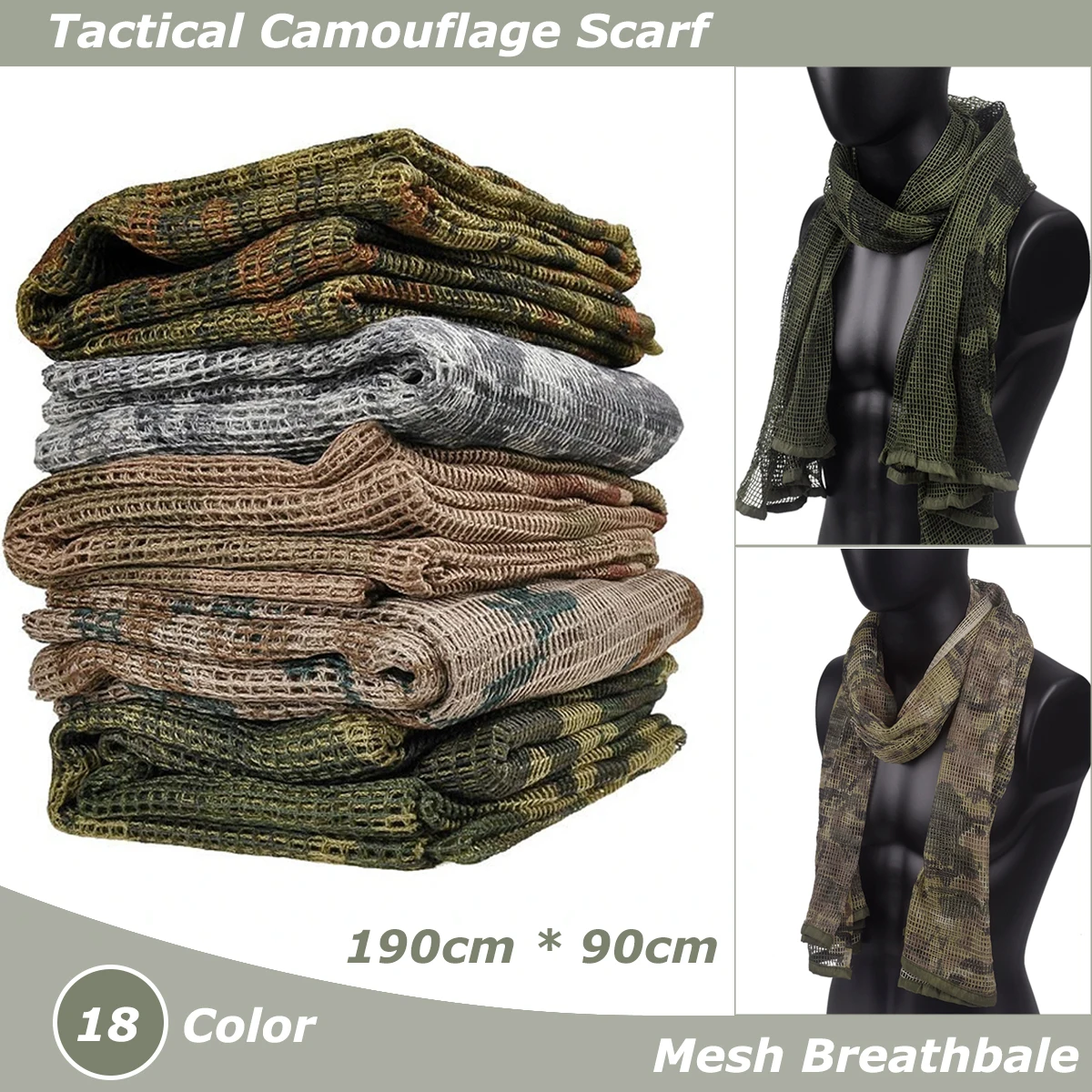 

Camouflage Scarf Tactical Mesh Breathbale Scarf Sniper Face Veil Camo Airsoft Hunting Cycling Hiking Neckerchief Mask