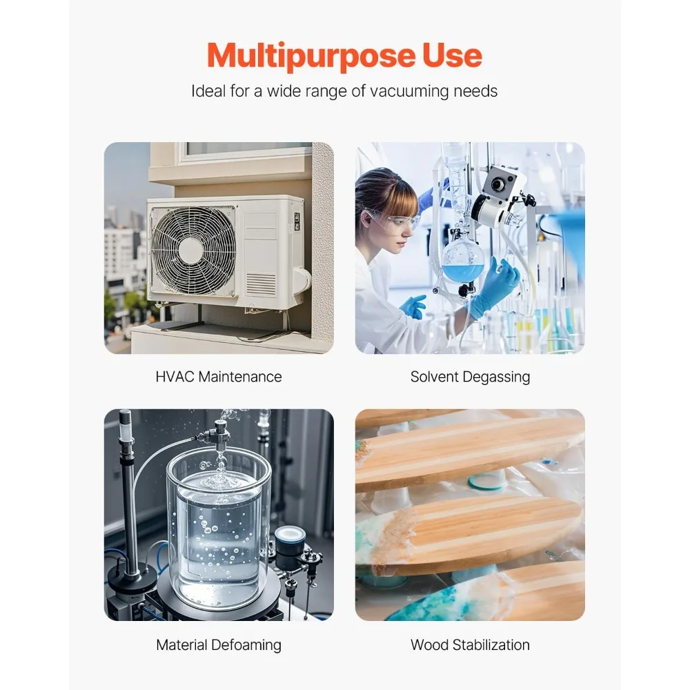 مضخة تفريغ 3.5 CFM، مضخة تفريغ دوارة أحادية المرحلة HVAC، لأنظمة R134a R22 R410a، مجموعة مضخة تفريغ التيار المتردد التلقائي مع زجاجة زيت