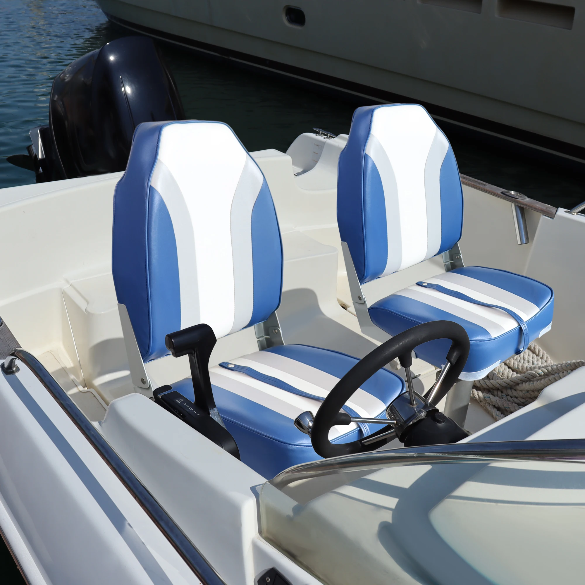 

Boat Seats 2 Pack High Back Folding Boat Seat Accessories 4 Mounting Screws Included(each) for Jon/Pontoon/Canoe/Bass Tracker