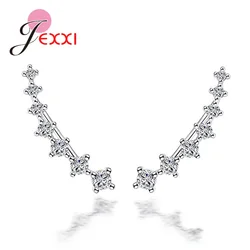 Brand Korean 925 Sterling Silver Earrings Four Claw Design Without Pierced Ear Cubic Zirconia Ear Cuff Jewelry