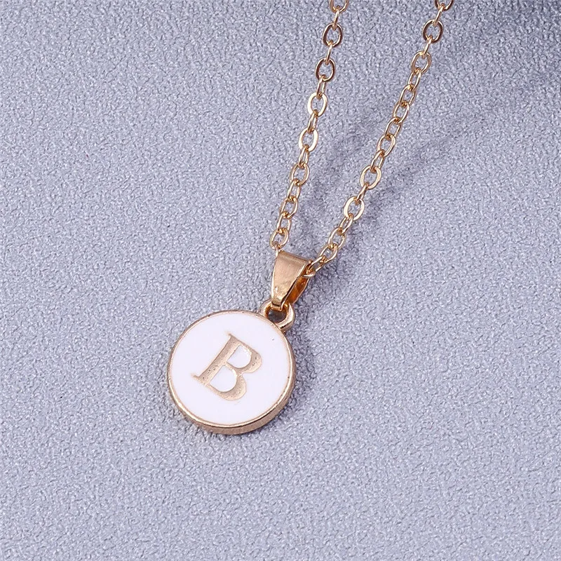 Aihua Minimalistische Initiale Emaille Weiß Schwarz A-Z Buchstaben Halskette für Frauen Alphabet Anhänger Schmuck Geburtstag Geschenke Großhandel – Detail 12