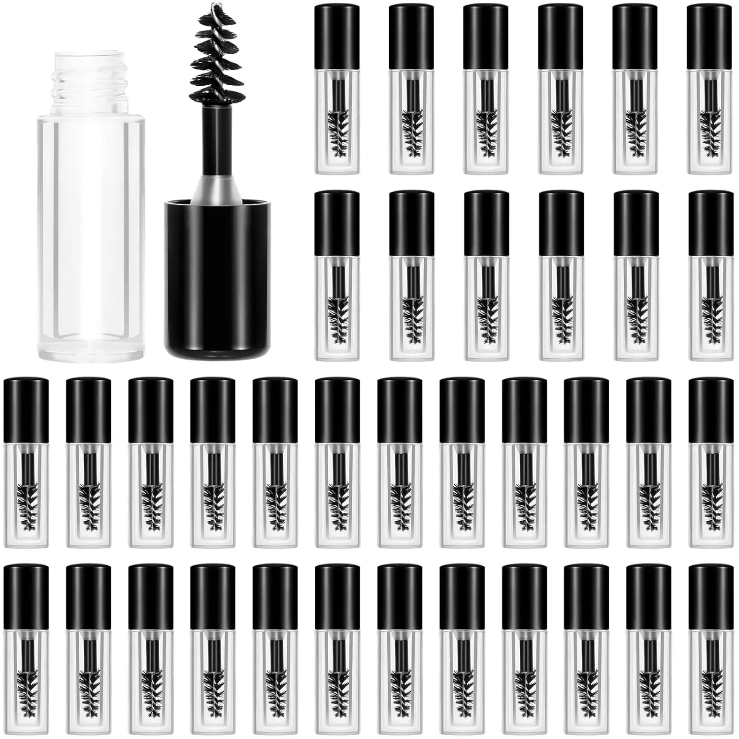 30 Stück leere Mascara-Tuben mit Applikator, 1,2 ml, nachfüllbare Wimpern- und Augenbrauenfarben-Tuben, Mini-Wimperncreme-Behälterflasche
