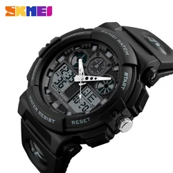 SKMEI 1270  50M Watwrproof Week Display Wristwatches Relogio MasculinoSports Watch Men Digital Double Time Chronograph Watches