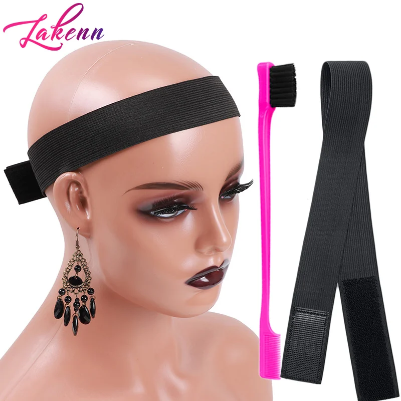 Wig Band And Brush 2Pcs/Kit Elastick Band For Melting Lace Adjustable Edges Wrap Band No Slip Lace Melt Band With Edges Brush