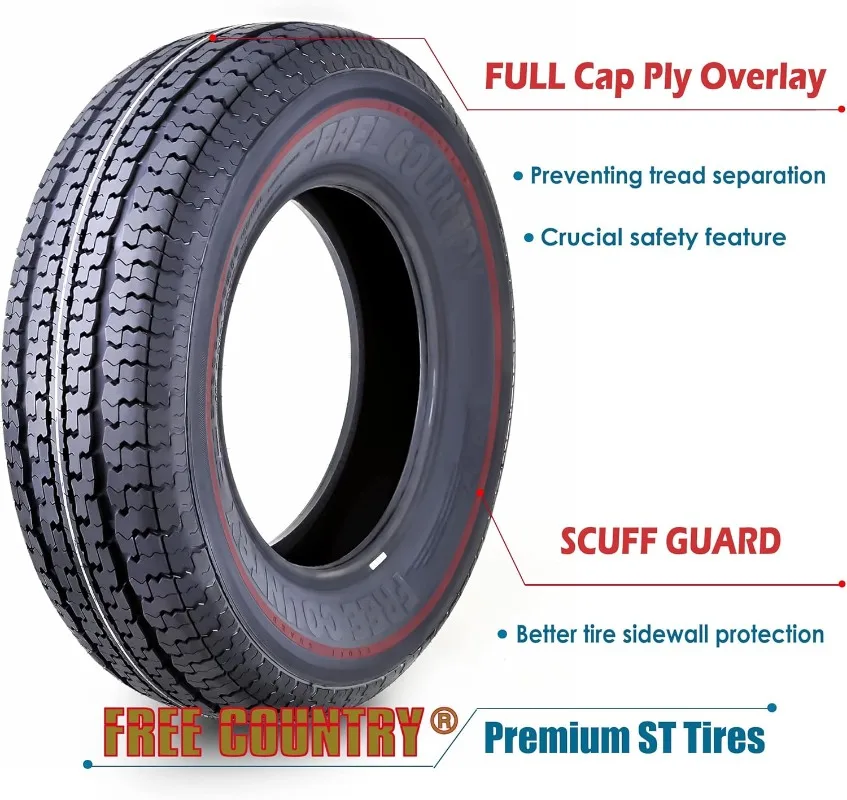 Ride Set 4 Trailer Tires ST205/75R15 205 75 15 8-Ply Load Range D Steel Belted Radial w/Featured Side Scuff G image 2