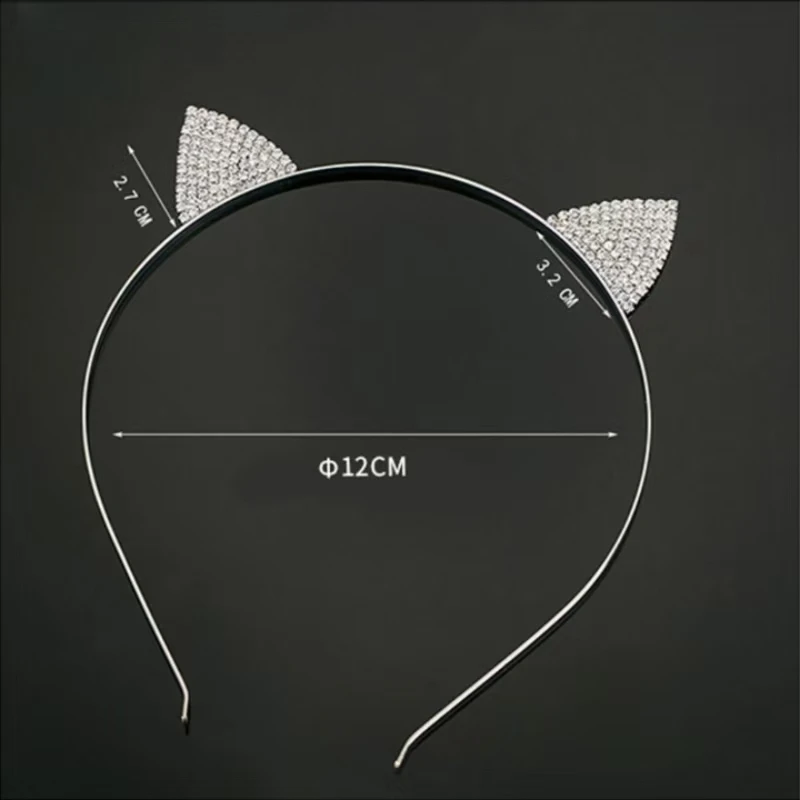 Cute and cute Cat's ears (Steamed cat-ear shaped bread) headband High grade hair accessories Temperament diamond set hair clip r