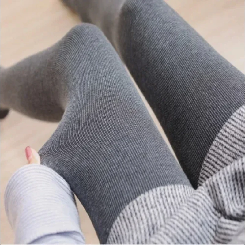 New Winter Thickened Fleece-lined Integrated Women\'s Pants Vertical Stripe Cotton Tights Anti-balling Faux Wool Slimming Bott