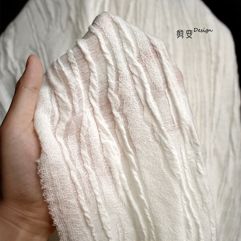 

Micro Perspective Knitted Imitation Cashmere Jacquard Fabric Three-dimensional Striped Texture Top Skirt Clothing Designer