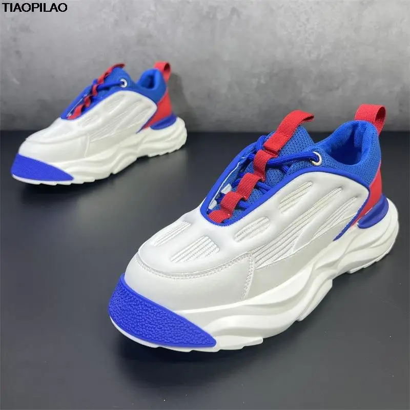 

2024 New Spring/Summer Thick Sole Mesh Men's Sports Shoes Elevated Korean Casual Male Running Shoes