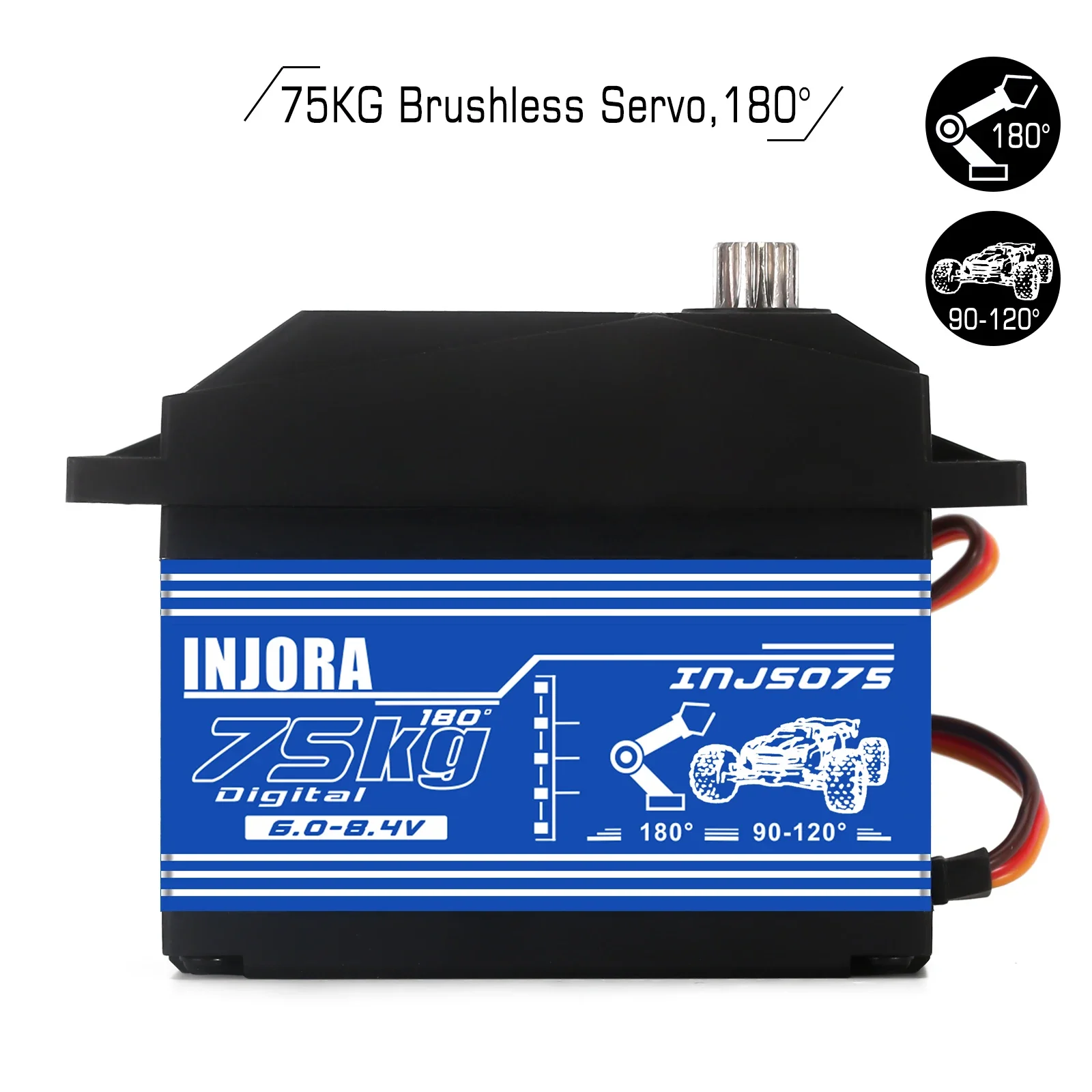 INJS075 Super Torque High Voltage 75KG Digital Servo with 15T Metal Horn for 1/5 BAJA RC Car Parts