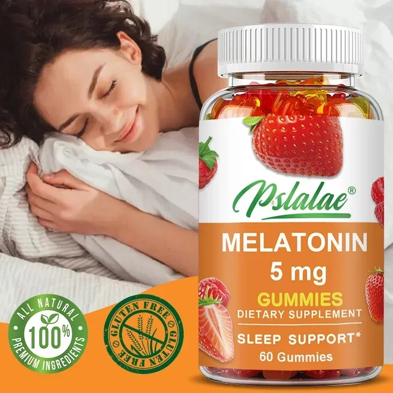 

Melatonin 5mg - Strawberry Flavored Sleep Aid, Sleep Support, Improve Sleep Quality, Relieve Stress, Increase Vitality