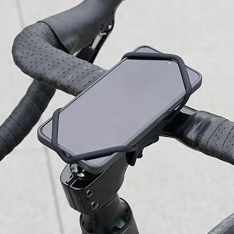  Quick Install Bike Handlebars Phone Holder Flexible Silicone Grip Bicycles Phone Brackets for Outdoor Cycling Enduring