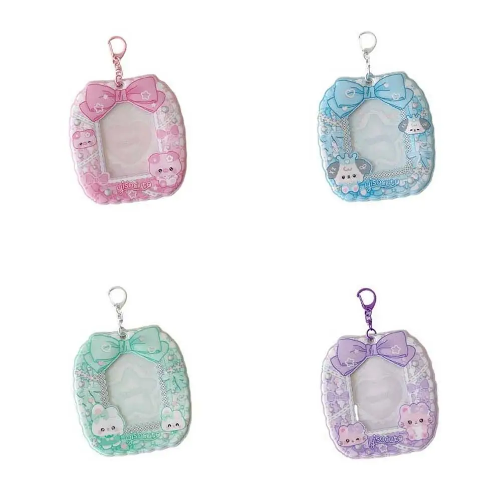 Bowknot Animals Korean Photocard Holder Keychain Pendant Hanging Decoration Idol Card Display Protector Picture Idol Photo Card