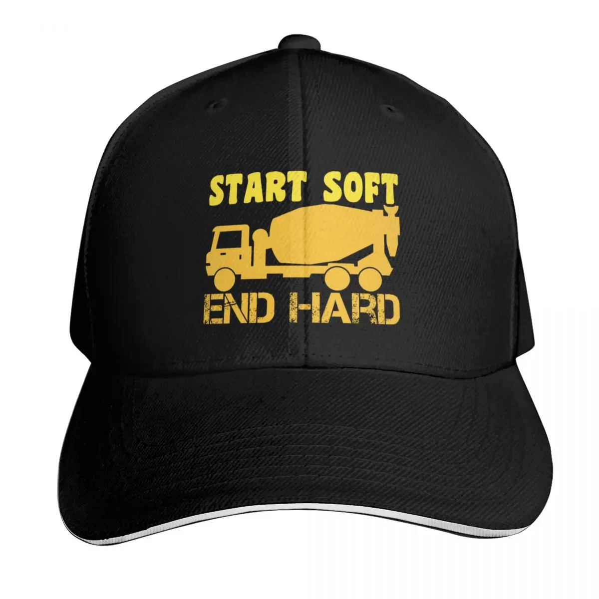 Start Soft End Hard Baseball Cap Strapback Dad Hat Six Panel Structured Crown Sun Protection UPF 50+