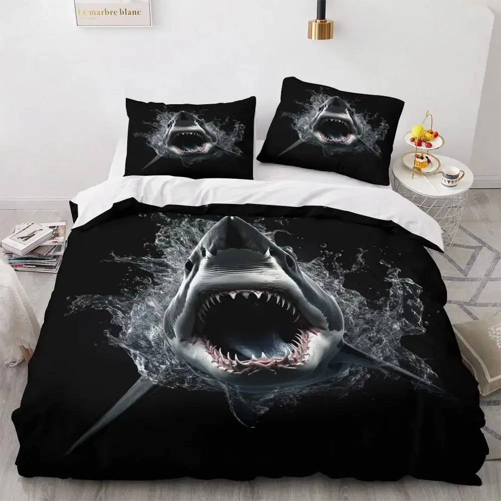 

Sharks and dolphins Duvet Cover Set, Kids Boys Girls Bedding Sea Ocean Animal Quilt Cover Set, Kids All Season Bedding Set